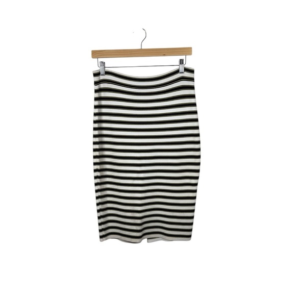 A.L.C. Marilyn Striped Knit Bodycon Knee-Length Skirt in Black/White/Yellow S - Picture 5 of 13